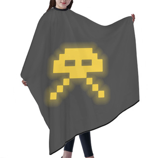 Personality  Alien Ufo Pixelated Game Shape Yellow Glowing Neon Icon Hair Cutting Cape