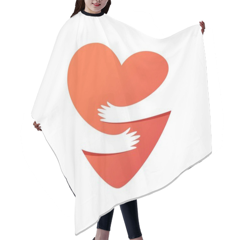 Personality  Vector illustration of hands hugging heart hair cutting cape