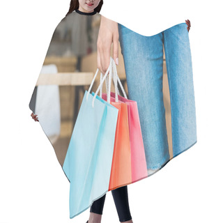 Personality  Woman With Shopping Bags Hair Cutting Cape