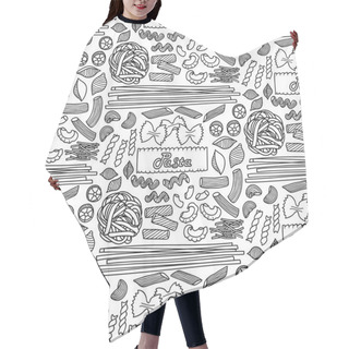 Personality  Seamless Pattern With Different Types Of Pasta Hair Cutting Cape