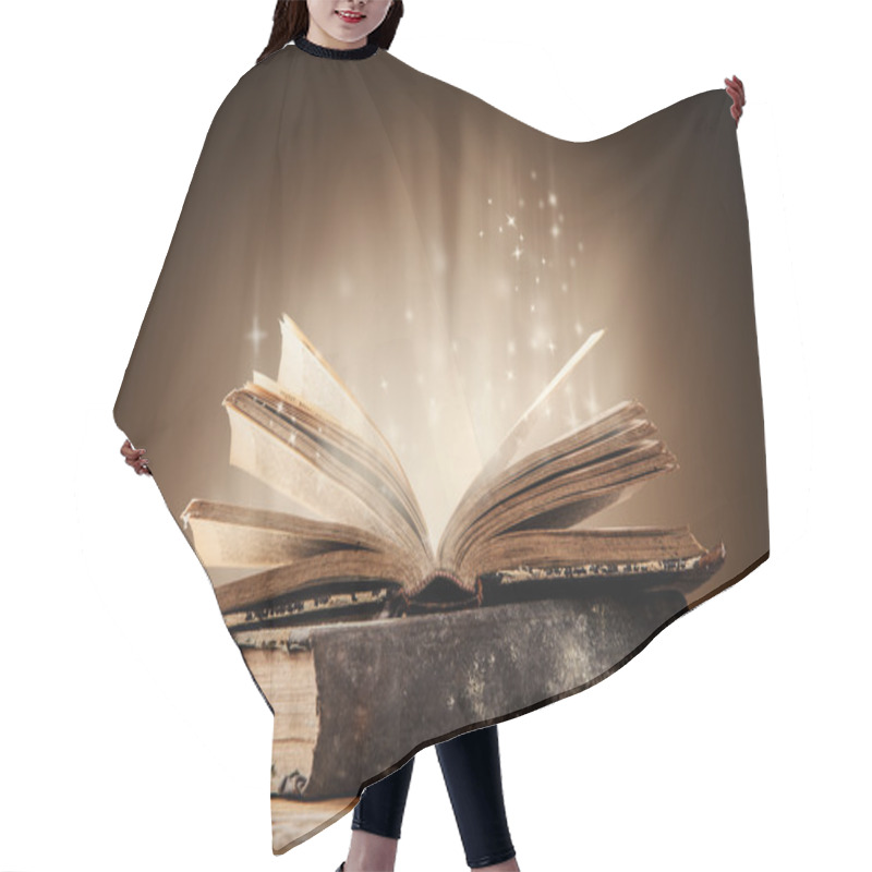 Personality  Old Books On Wooden Table Hair Cutting Cape