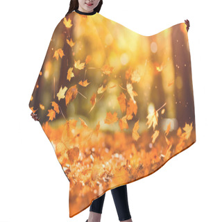 Personality  Leaves Falling In Defocused Autumn Forest With Bokeh Hair Cutting Cape