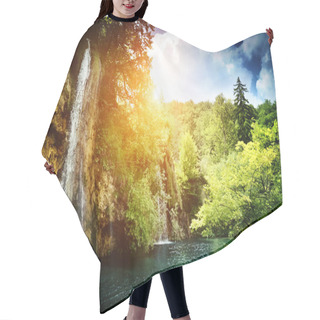 Personality  Waterfall In Deep Forest Hair Cutting Cape
