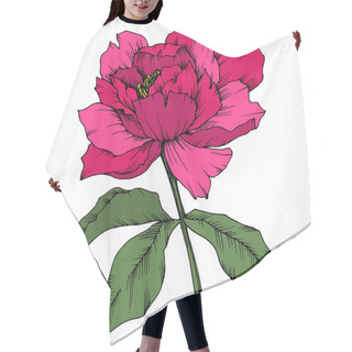 Personality  Vector Pink Peony Floral Botanical Flower. Wild Spring Leaf Wildflower Isolated. Engraved Ink Art. Isolated Peony Illustration Element On White Background. Hair Cutting Cape