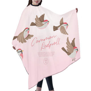 Personality  Flying Birds Collection Isolated On Pastel Background : Vector Illustration Hair Cutting Cape