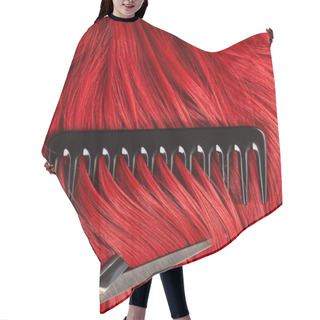 Personality  Top View Of Red Hair With Scissors And Comb  Hair Cutting Cape