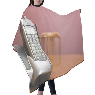 Personality  Cordless Phone On A Table With Chair Hair Cutting Cape