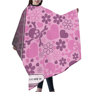 Personality  Card With Colorful Skulls And Hearts Hair Cutting Cape