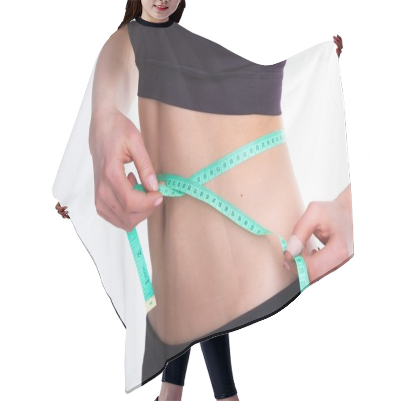 Personality  Mid Section Of Sexy Young Woman With Perfect Body Hair Cutting Cape