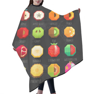 Personality  Summer Print Stylized Fruits Collection. Flat Material Design Fruit Icon Set With Feeling Of Spatial. Hair Cutting Cape