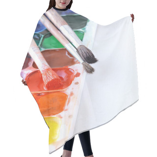 Personality  Watercolor Paints And Brushes- The Concept Of Art Hair Cutting Cape