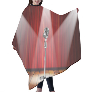 Personality  Microphone And Red Curtain Hair Cutting Cape