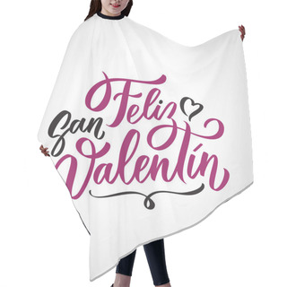 Personality  Happy Valentine's Day Handwritten Lettering. Two Color Calligraphic Text Isolated On White Background. Valentines Day Holidays Typography. Vector Illustration. Hair Cutting Cape