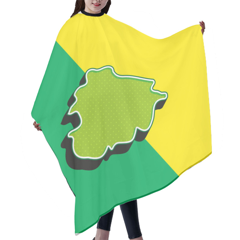 Personality  Andorra Green And Yellow Modern 3d Vector Icon Logo Hair Cutting Cape