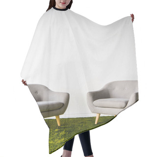 Personality  Two Armchairs On Carpet   Hair Cutting Cape
