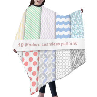 Personality  10 Different Modern Vector Patterns, Seamless Hair Cutting Cape