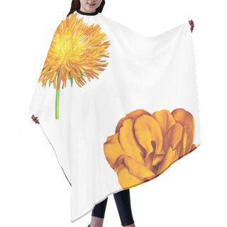 Personality  Yellow Thistle, Aster Flower And Camellia Hair Cutting Cape