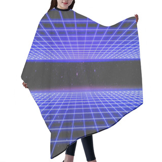 Personality  1980's Inspired Cyberpunk Neon Light Grid In Blue Tones As A Background Template For A Retro Computer Game Environment Hair Cutting Cape
