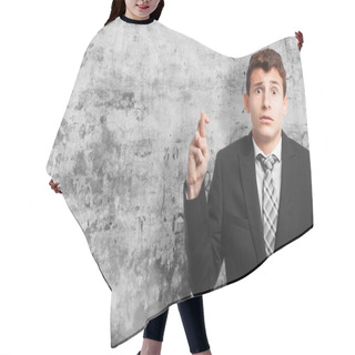 Personality  Businessman Finger Crossing Hair Cutting Cape