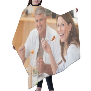 Personality  Laughing Couple Eating Dinner Hair Cutting Cape