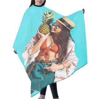Personality  Hippie Girl Holding Pineapple  Hair Cutting Cape