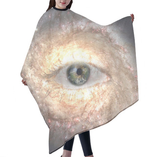 Personality  Eye In Midst Of Galaxy With Earth Reflection Hair Cutting Cape