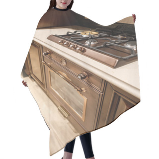 Personality  Renovated Kitchen Interior With Stove On Counter Hair Cutting Cape