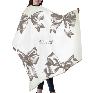 Personality  Set Of Bow. Hand Drawn Illustrations Of Ribbons Hair Cutting Cape