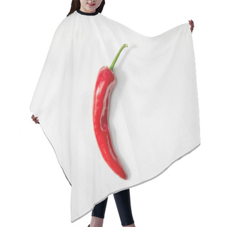 Personality  Top View Of Red Chili Pepper On White Background Hair Cutting Cape
