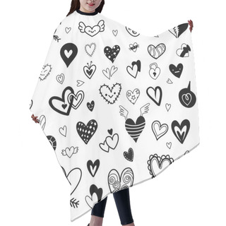 Personality  Doodle Hearts, Hand Drawn Love Heart Collection ,Cute Hand Drawn Love Doodles ,vector Illustration Line Tools Drawing,Flat Desig Hair Cutting Cape