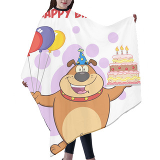 Personality  Happy Birthday Greeting With Brown Bulldog Hair Cutting Cape