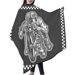 Personality  Motorcycle Racing Vector Hand Drawing Hair Cutting Cape