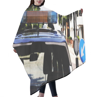 Personality  Sirens Of Police Car On The Road With High Contrast Effect Hair Cutting Cape