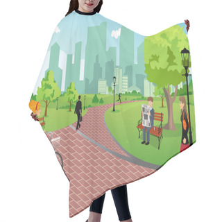 Personality  People In A City Park Hair Cutting Cape