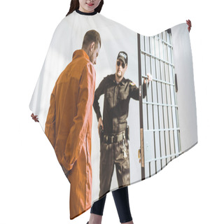 Personality  Prison Guard Opening Prison Bars For Criminal In Prison Room Hair Cutting Cape