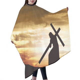 Personality  Silhouette Of Jesus Carry His Cross Hair Cutting Cape