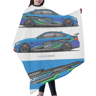 Personality  Car Graphic Vector. Abstract Lines With Blue Background Design For Vehicle Vinyl Wrap Hair Cutting Cape