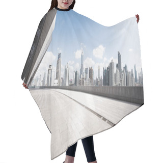 Personality  Empty Floor With Modern Cityscape And Skyline  Hair Cutting Cape