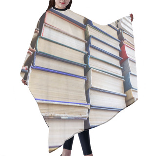 Personality  Stack Of Used Old Books Background Hair Cutting Cape