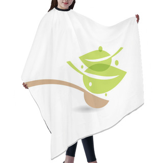 Personality  Spoon With Green Leaf Icon Hair Cutting Cape