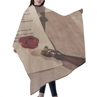 Personality  Top View Of Medieval Manuscript With Wax Seal On Parchment Sheets Hair Cutting Cape