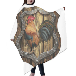 Personality  Cock On Oak Heraldic Knight Shield With Rivets Hair Cutting Cape