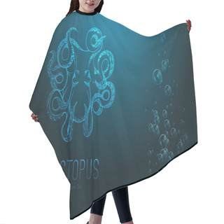 Personality  Original Close Up Vector Illustration Of Hand Drawn Octopus.  Hair Cutting Cape