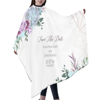 Personality  Polygonal Floral Vector Design Frame With Glitter Hair Cutting Cape