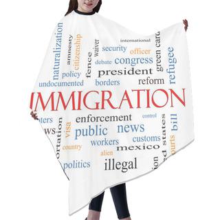 Personality  Immigration Word Cloud Concept Hair Cutting Cape