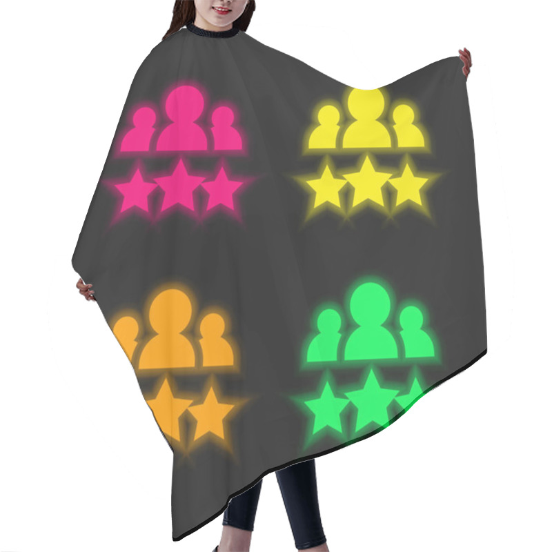 Personality  Best Employee Four Color Glowing Neon Vector Icon Hair Cutting Cape