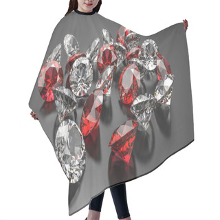 Personality  Diamonds And Rubies  On A Black Background.. 3d Illustration. Hair Cutting Cape