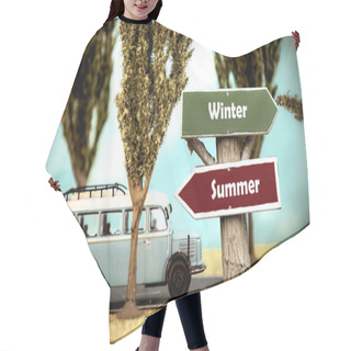 Personality  Street Sign To Winter Versus Summer Hair Cutting Cape