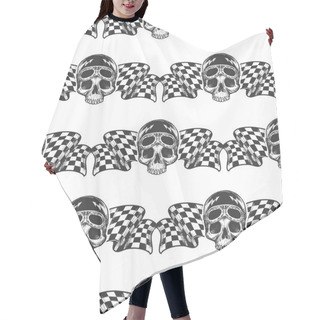 Personality  Biker Rider Skull And Flags Pattern Hair Cutting Cape