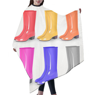 Personality  Colored Rubber Boots Vector Set Hair Cutting Cape
